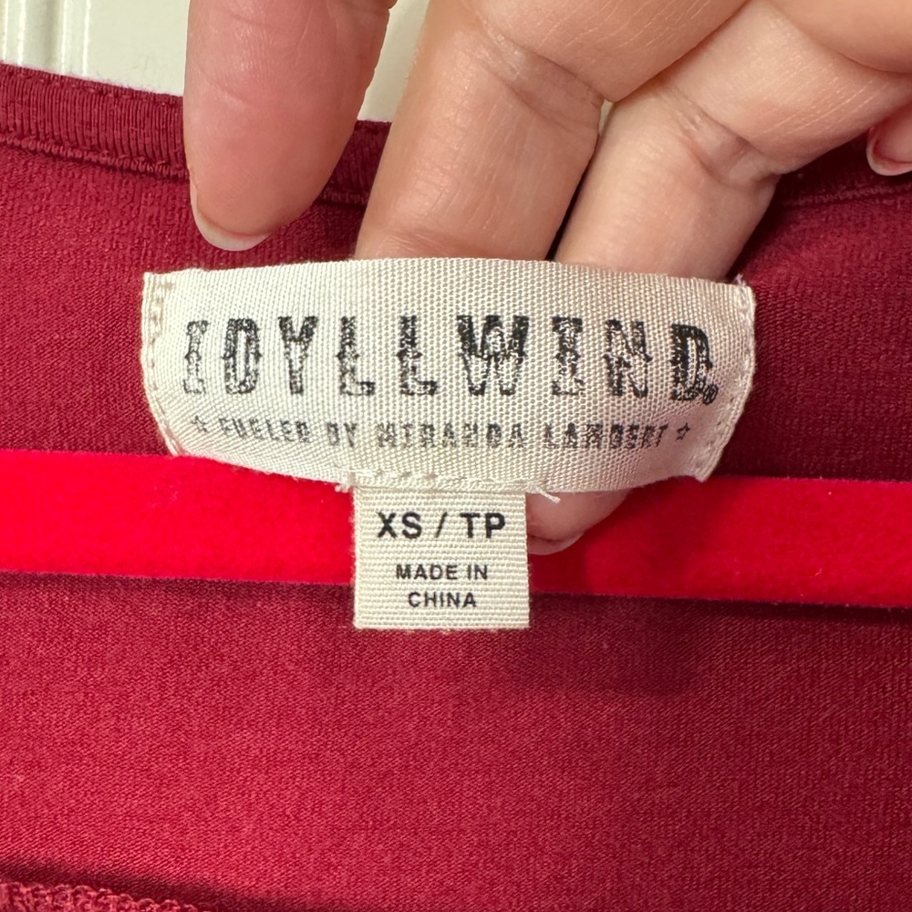 IDYLLWIND 🤠 Burgundy Fringe Long Sleeve Mini Dress (Women’s Size Small) - Picture 9 of 10